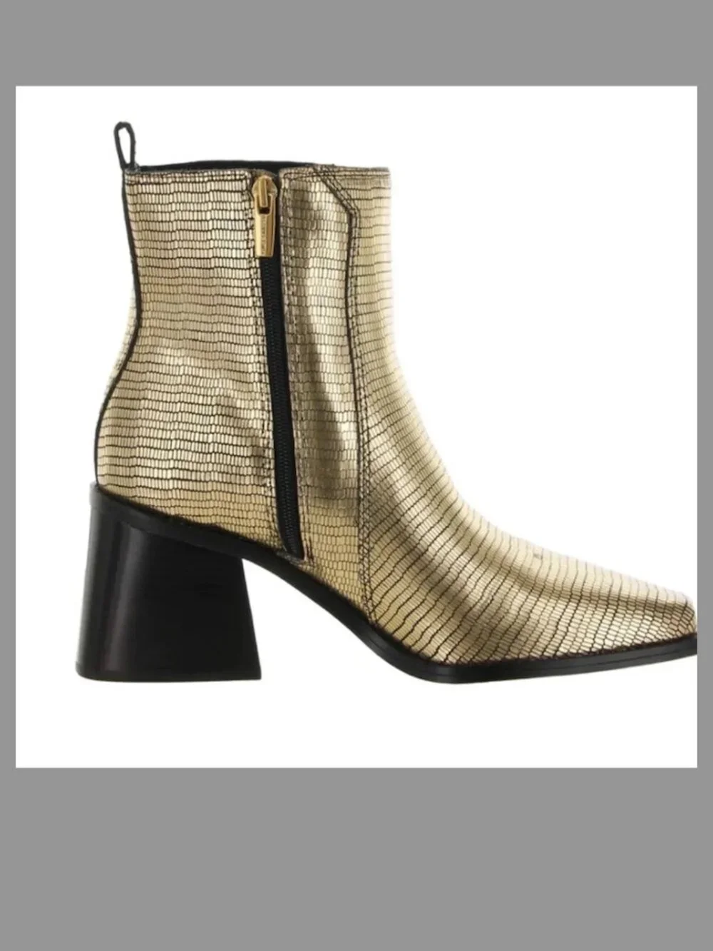 Vince Camuto Sojetta Square Toe Bootie Gold Metallic Leather Women's Size 9.5 M